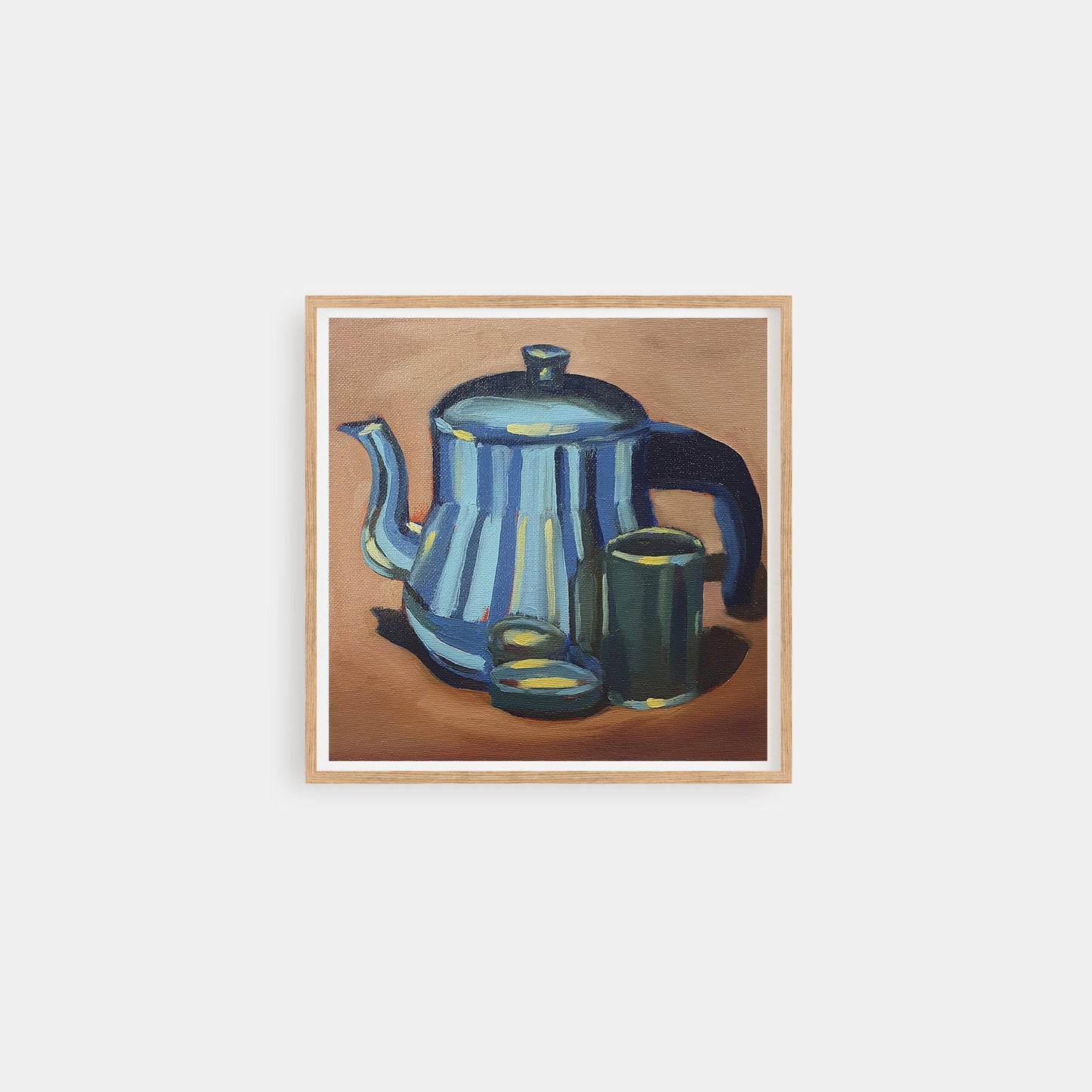 Blue Striped Pot - Original still life painting