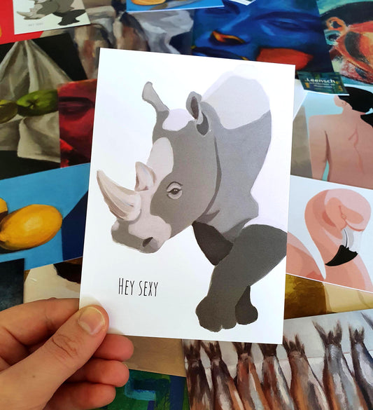 Rhino Flirting - A6 greeting card