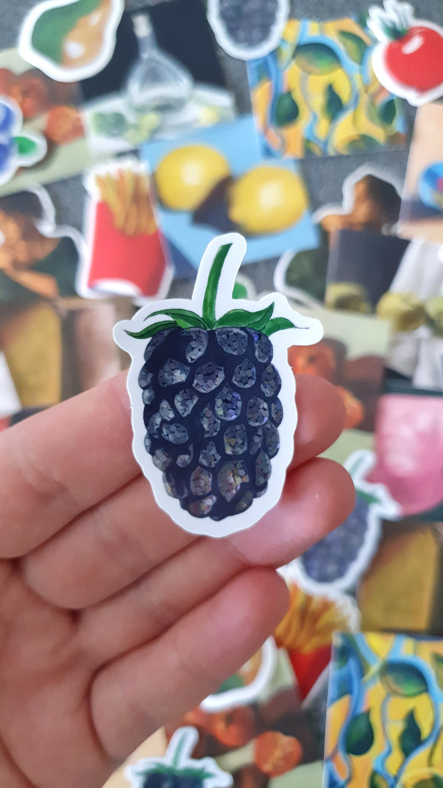 Blackberry - Fruit art print glitter sticker