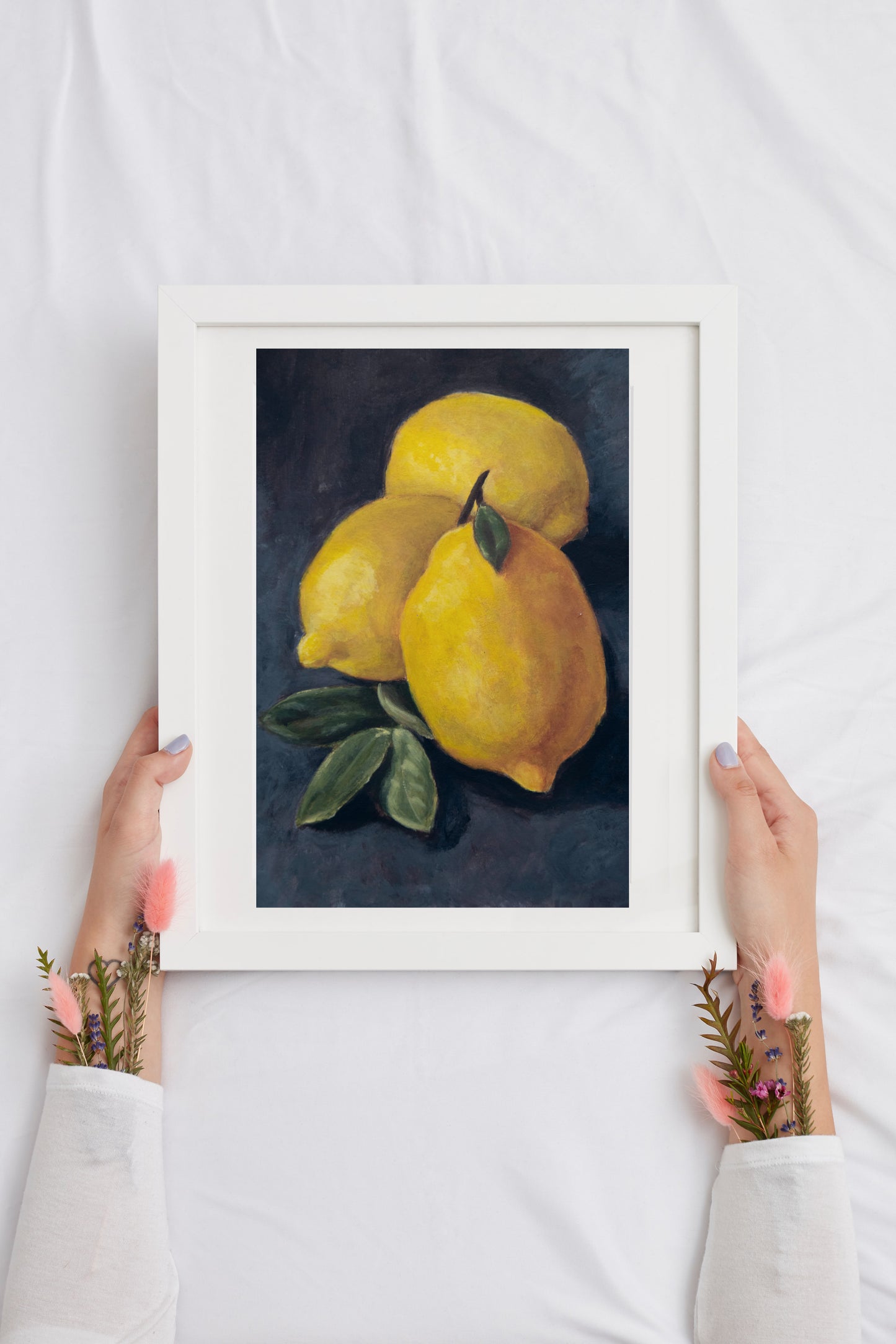 Three Little Lemons - A4 still life art poster