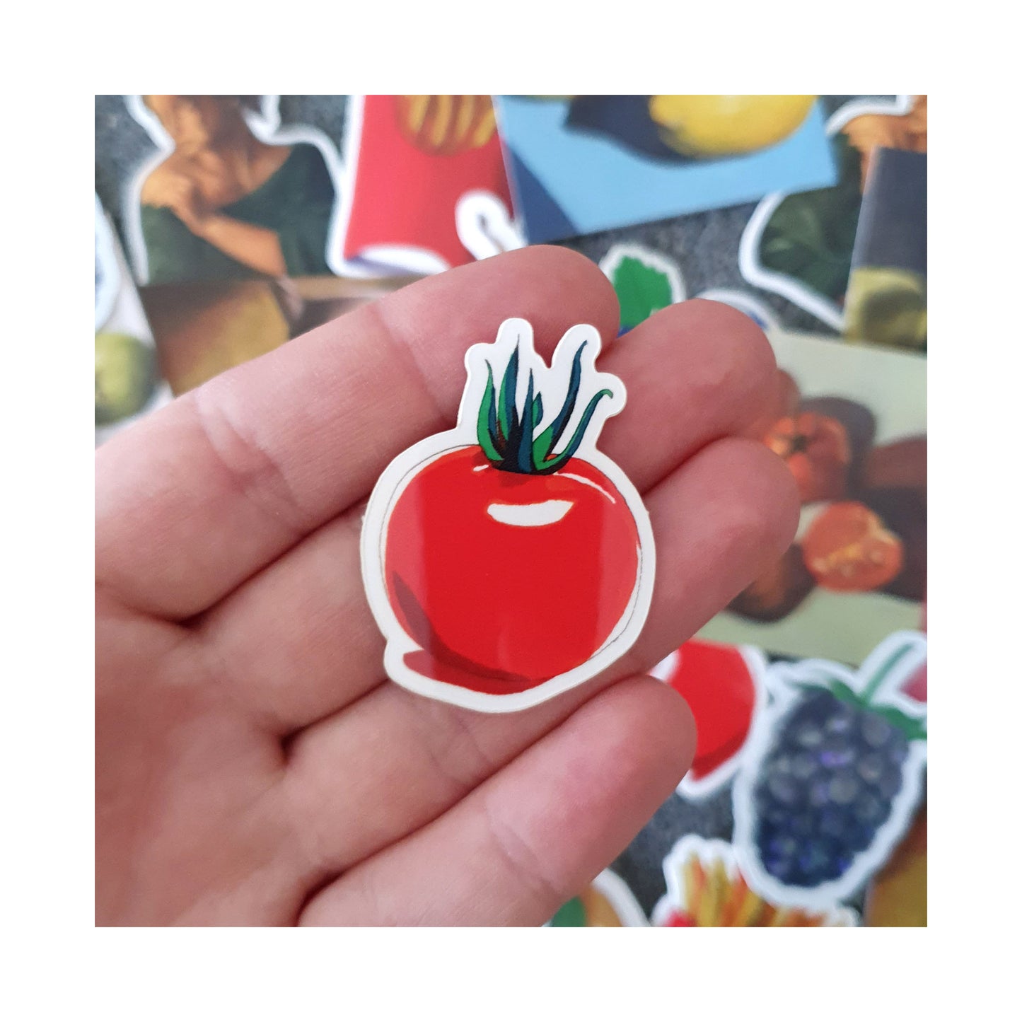 Tomato sticker - illustration with marker turned into a sticker